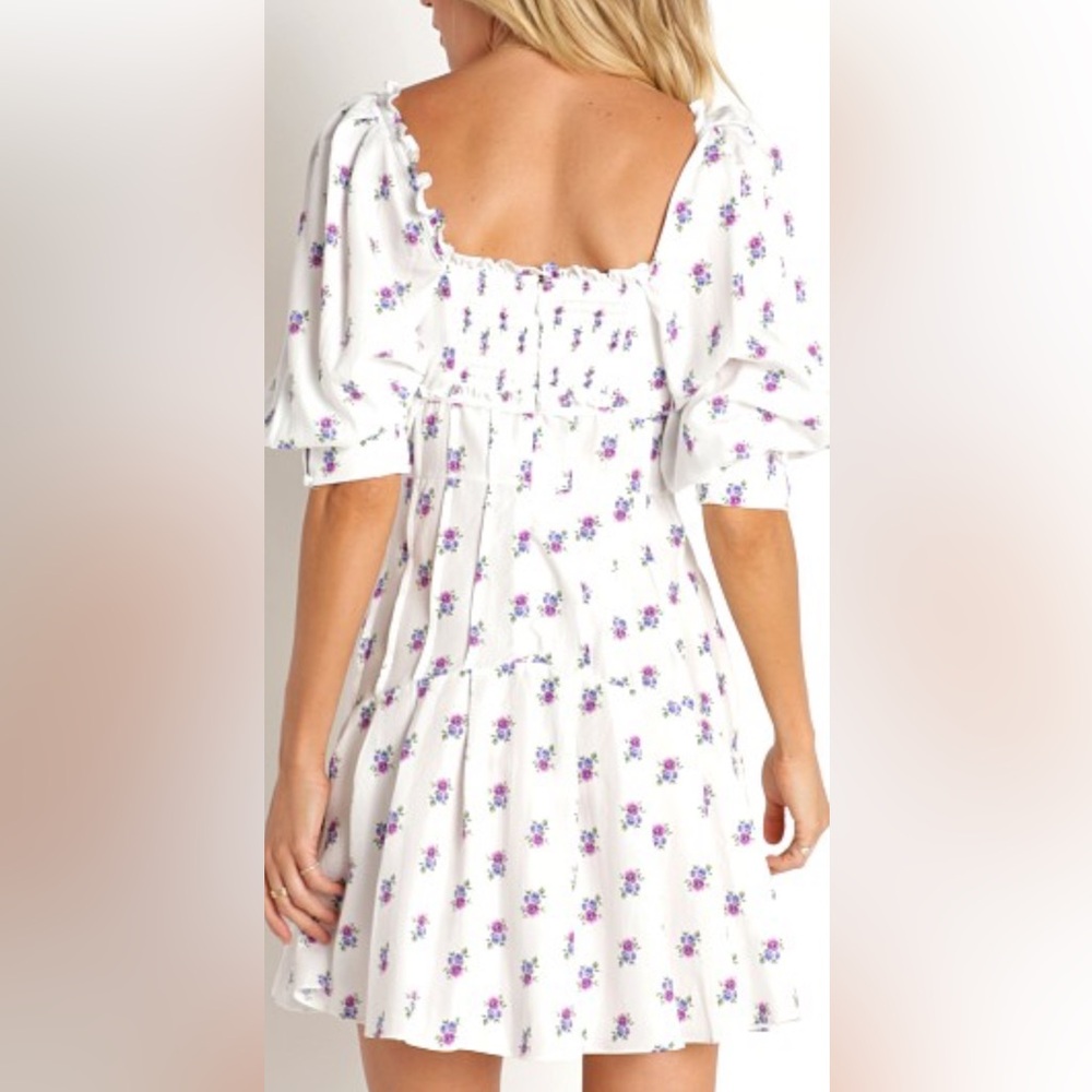 For Love And Lemons Viola dress / White and Purple Ruffled Tiered Sundress - Picture 4 of 8